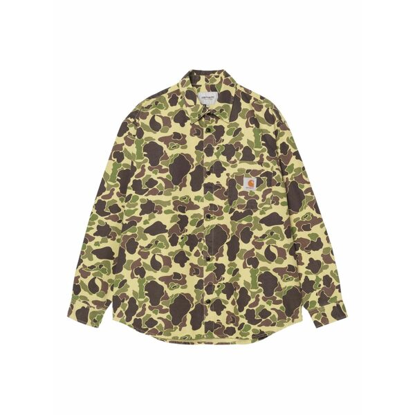 鉄道車両ハート形 メンズ プルオーバー トップス Duck camouflage-print shirt Yellow
