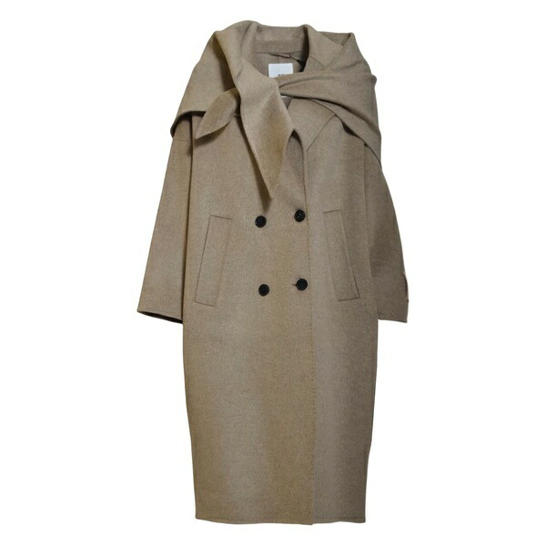 ソロトレ レディース コート アウター Double-breasted shawl-collar coat Brown｜asty