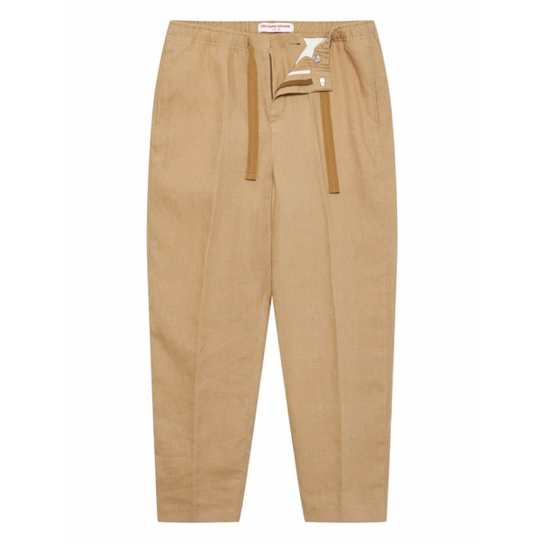オールバー ブラウン メンズ カジュアルパンツ ボトムス Alex tapered linen trousers Neutrals｜asty