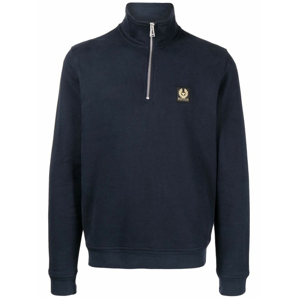 ベルスタッフ メンズ パーカー・スウェットシャツ アウター Logo-patch short-zip sweatshirt Blue|asty