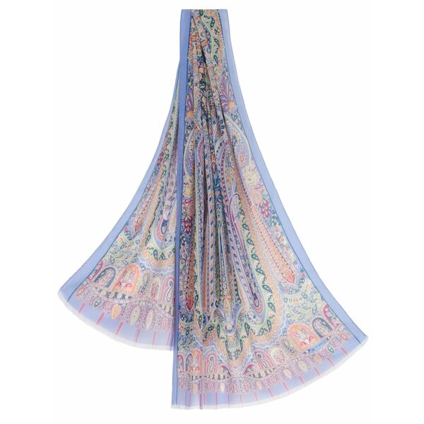 エトロ レディース えり巻き・袈裟・えり巻き 付属物 Paisley-print frayed scarf Blue