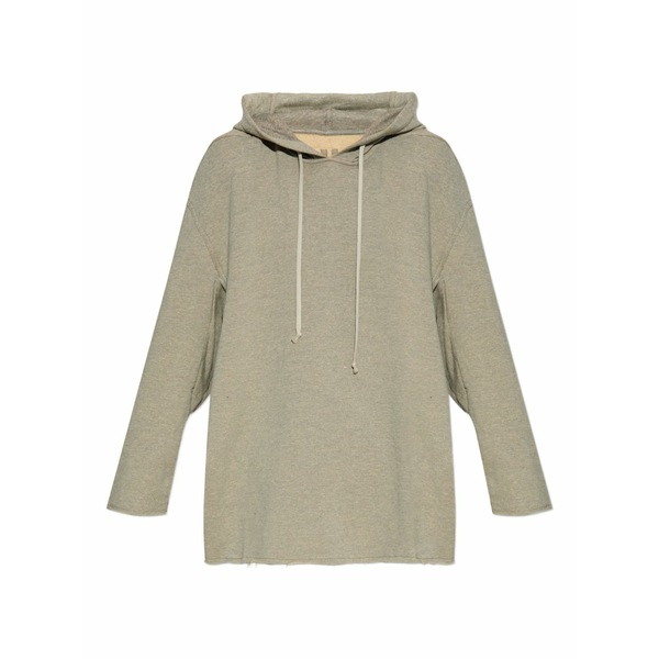 リックオウエンス メンズ パーカー・スウェットシャツ アウター Frayed-hem hoodie Green