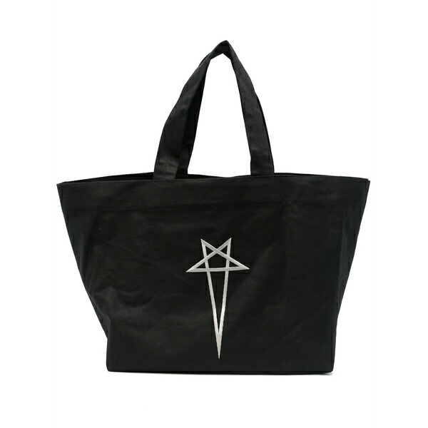 リックオウエンス メンズ トートバッグ 御徒面子 Logo-embroidered tote bag  Black