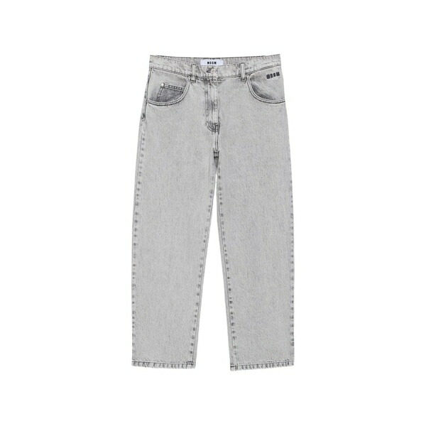 エムエスジイエム レディース デニムパンツ ボトムス Logo-embroidered tapered jeans Grey|asty