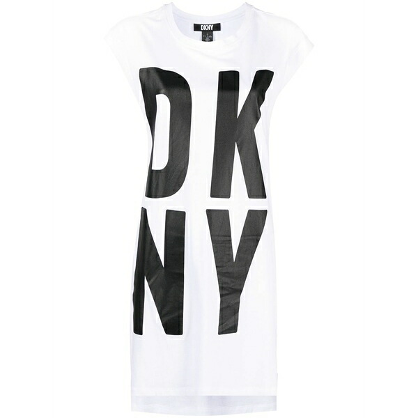 ダナ キャラン ニューヨーク レディース カットソー トップス Logo-print sleeveless tunic top White｜asty
