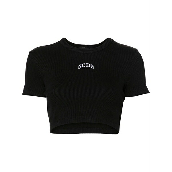 ジーシーディーエス レディース Tシャツ トップス Logo cropped t-shirt Black｜asty
