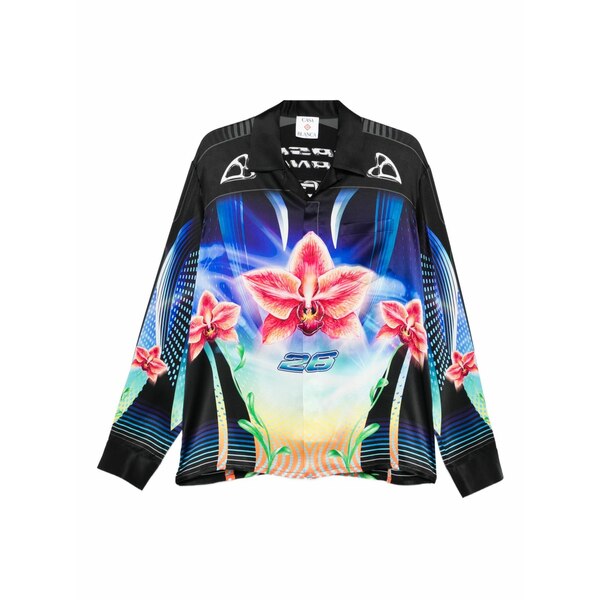 カサブランカ メンズ シャツ トップス Orchid racer shirt Black｜asty