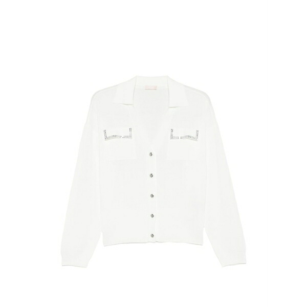 リュージョー レディース ジレー アウター Embellished pocket cardigan White