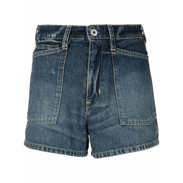 ケンゾー レディース デニムパンツ ボトムス Logo-patch denim short shorts Blue｜asty
