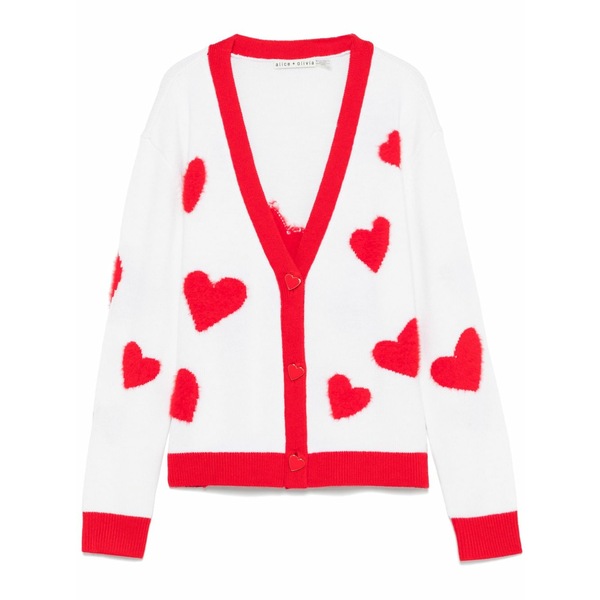 アリス アンド オリビア レディース ジレー アウター Heart-motif cardigan  White