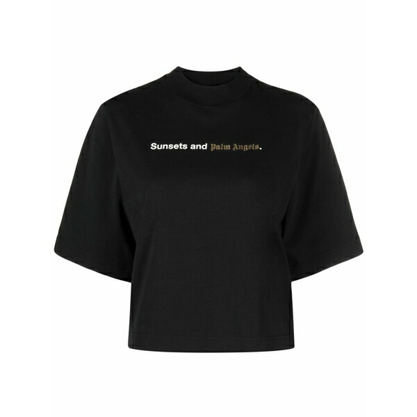 パーム・エンジェルス レディース プルオーバー トップス Sunsets-print cotton t-shirt Black