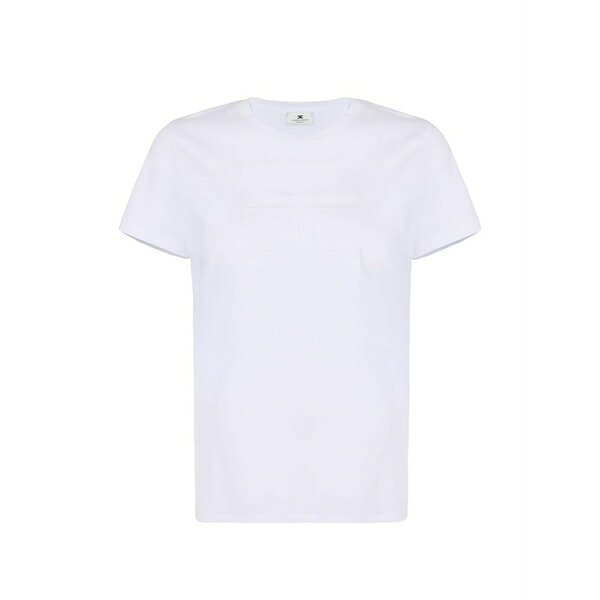 エリザベスフランキ レディース Tシャツ トップス Embroidered-logo t-shirt Neutrals|asty