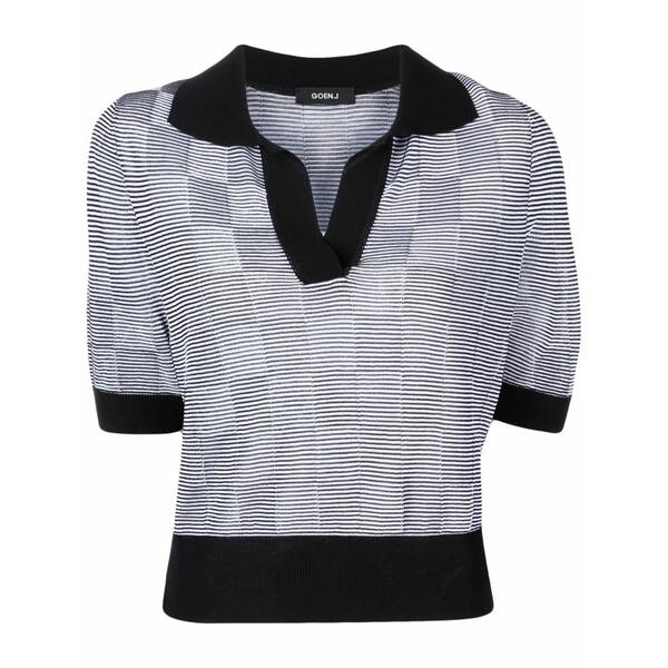 ゴエンジェイ レディース プルオーバー トップス Checkerboard-print short-sleeved top Black