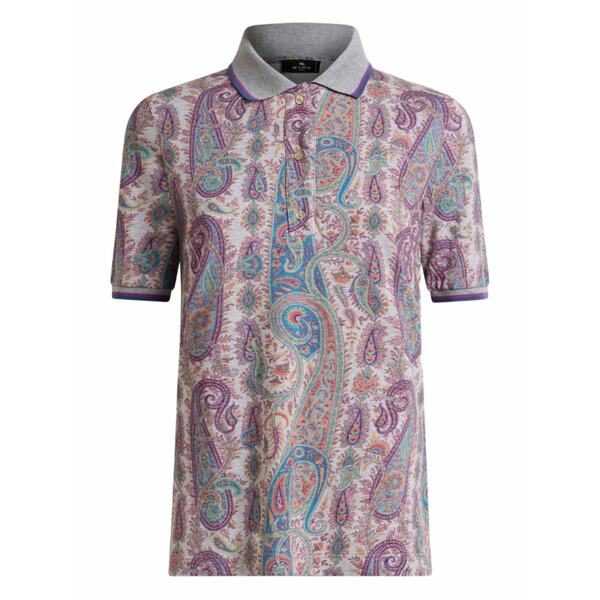 エトロ レディース スポーツシャツ トップス Leafy paisley-motif cotton polo top Grey