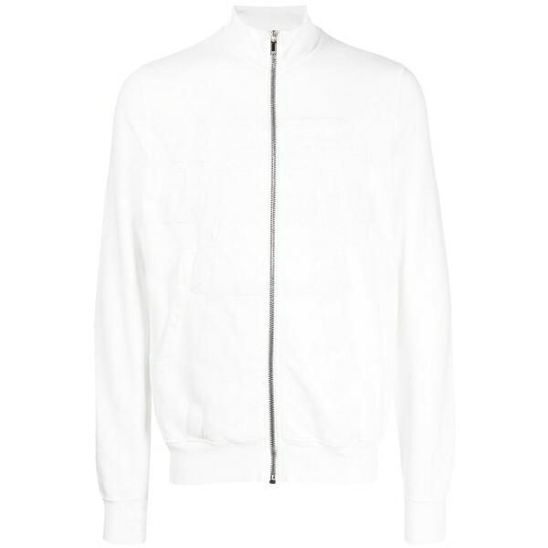リックオウエンス メンズ ジャケット&ブルゾン アウター Logo-embossed zip-front cotton jacket White|asty