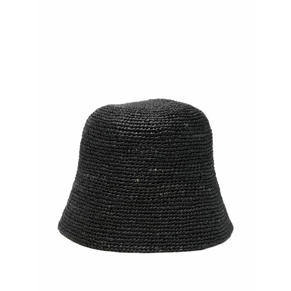 アイビリーブ レディース かぶり笠 佩び物 Raffia bucket hat Black