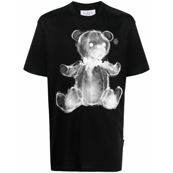 フィリップ飾り気の無い メンズ プルオーバー トップス Teddy print t-shirt Black