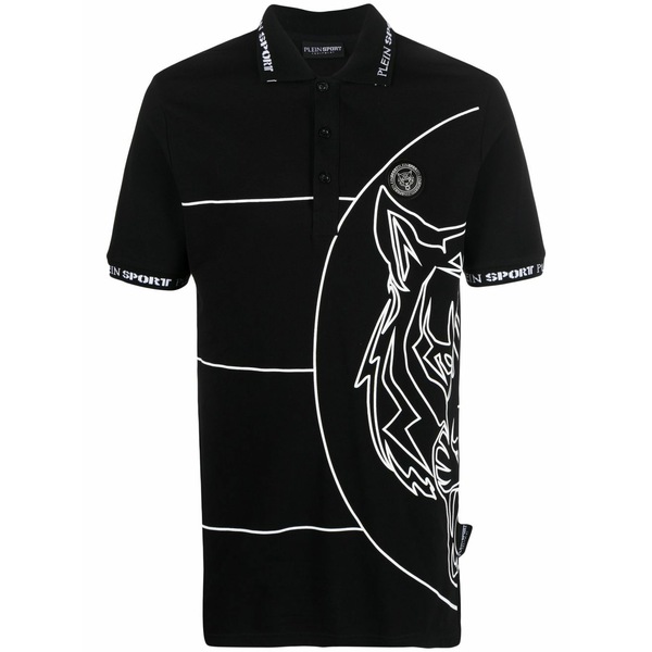 飾り気の無い運動競技 メンズ スポーツシャツ トップス Tiger print polo shirt Black