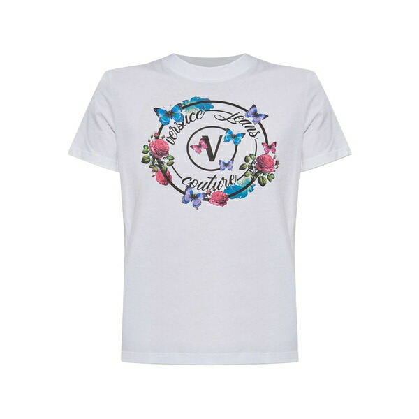 呼びりん探し回る レディース プルオーバー トップス Floral-butterfly print t-shirt White