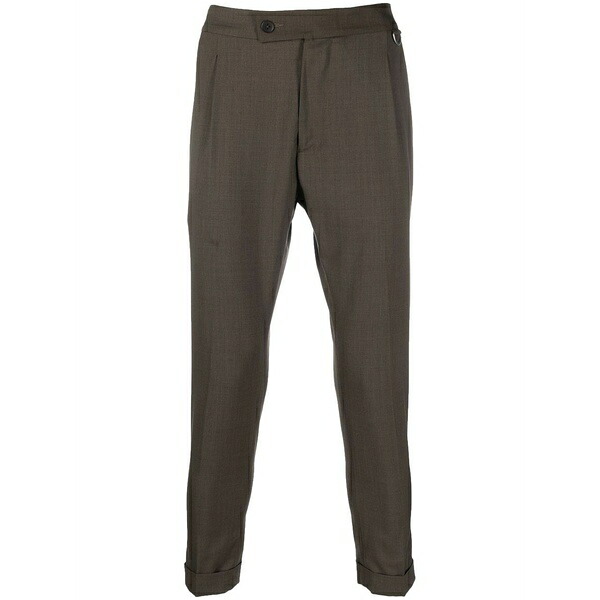 ロウブランド メンズ 心地よいズボン下 ボトムス Straight-leg wool-blend trousers Brown