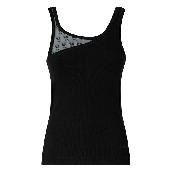 ピンコ レディース カットソー トップス Lace-insert top Black