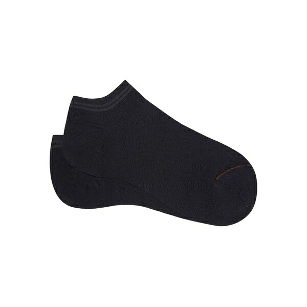 ゼニア メンズ ソックス アンダー御召しもの Stripe-trim no-show socks Blue