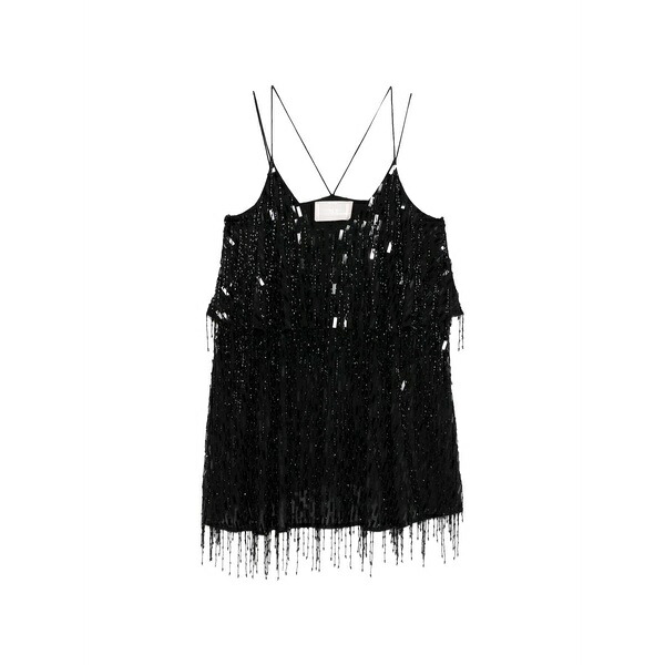 サーカス・泊まり レディース 衣装 トップス Beaded fringed dress Black