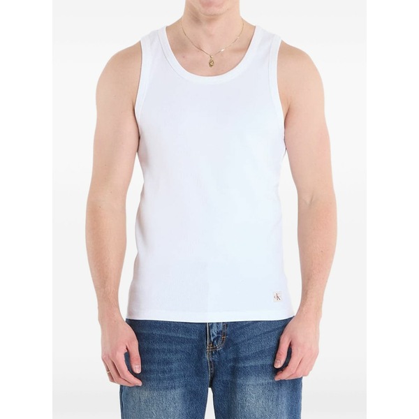 カルバンクライン メンズ ティーシャツ トップス Ribbed-knit vest White