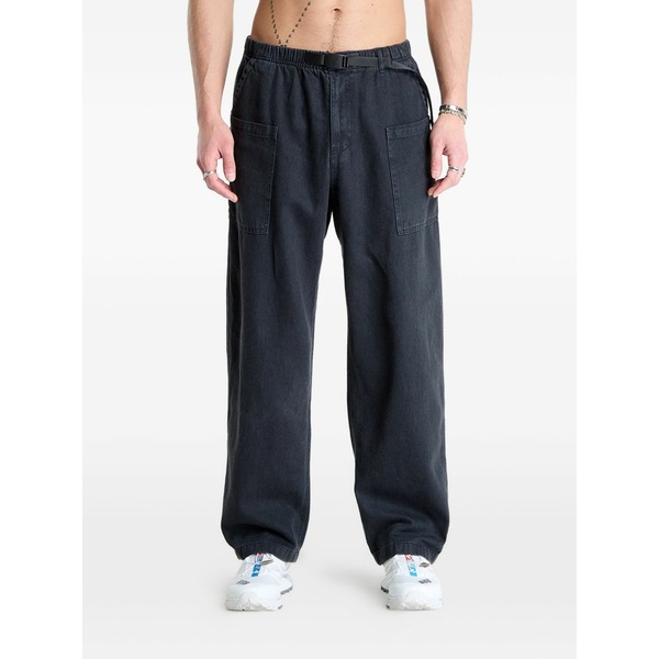 グラミチ メンズ 心地よいズボン下 ボトムス Belted patch-pocket trousers Grey