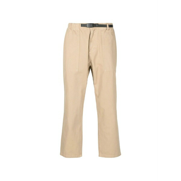 グラミチ メンズ カジュアルパンツ ボトムス Belted cotton trousers Neutrals｜asty