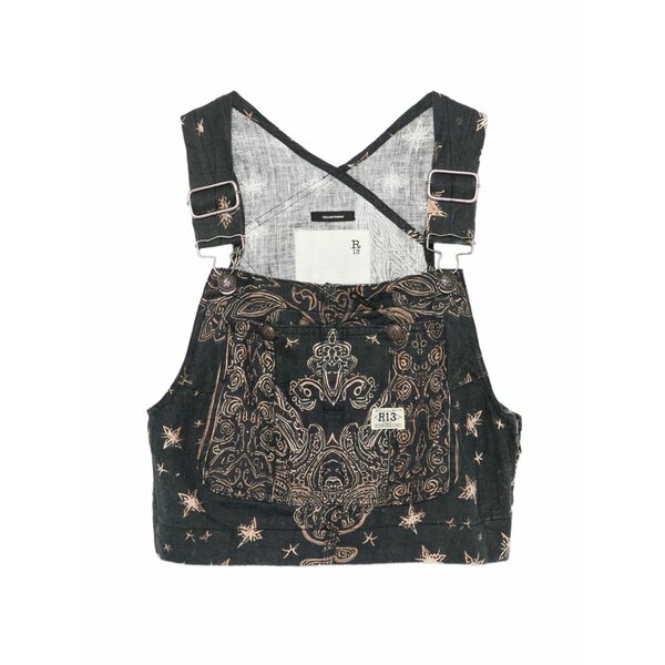 アールサーティーン レディース カットソー トップス Paisley print crop top Black