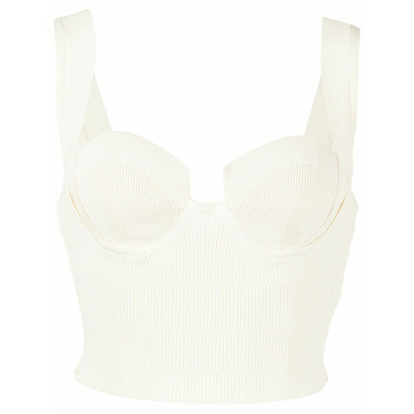 アルチュザラ レディース 編み物\u0026ティーシャツ アウター Nyneve ribbed-knit cropped top White