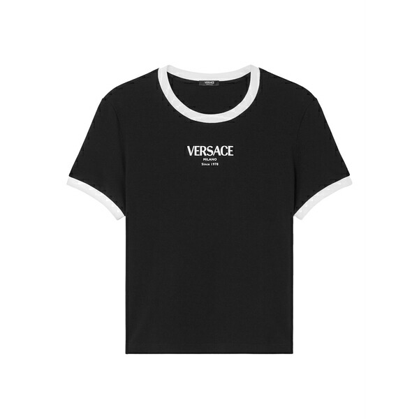 ヴェルサーチ レディース ティーシャツ トップス Logo-motif t-shirt Black