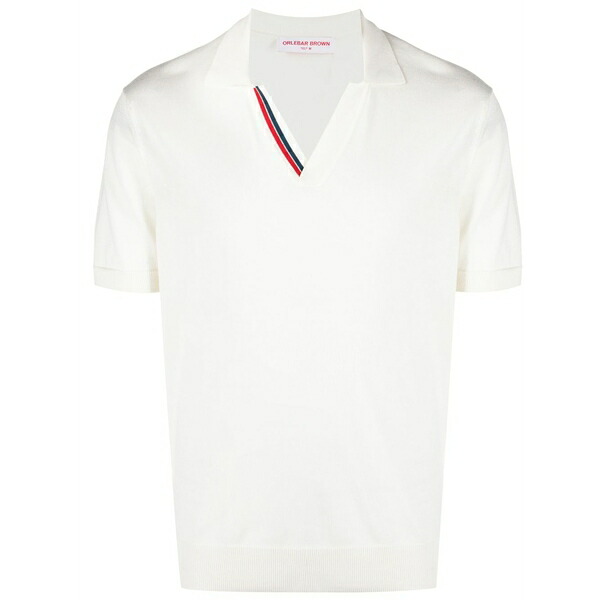 オール赤ちょうちん 赤銅色 メンズ スポーツシャツ トップス Contrasting-trim detail polo shirt White