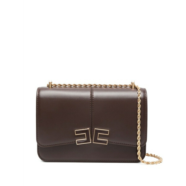 エリザベスフランキ レディース ハンドバック 御徒面子 Logo chain mini bag Brown