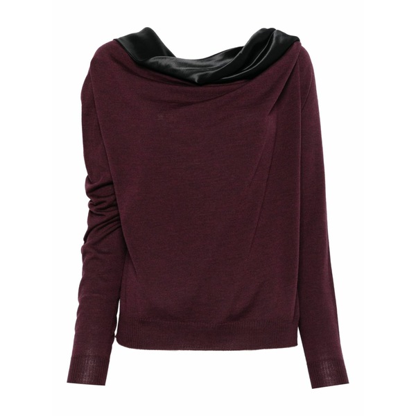 アルベルタ フェレッティ レディース 編み物\u0026スウェーター アウター Satin-panel wool sweater  Purple
