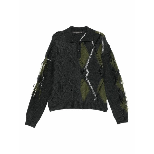 アンダーソン 呼びりん メンズ スポーツシャツ トップス Cable-knit polo shirt -
