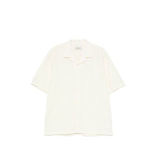 オフィシンジェネレール メンズ シャツ トップス Seersucker short-sleeve shirt Neutrals｜asty