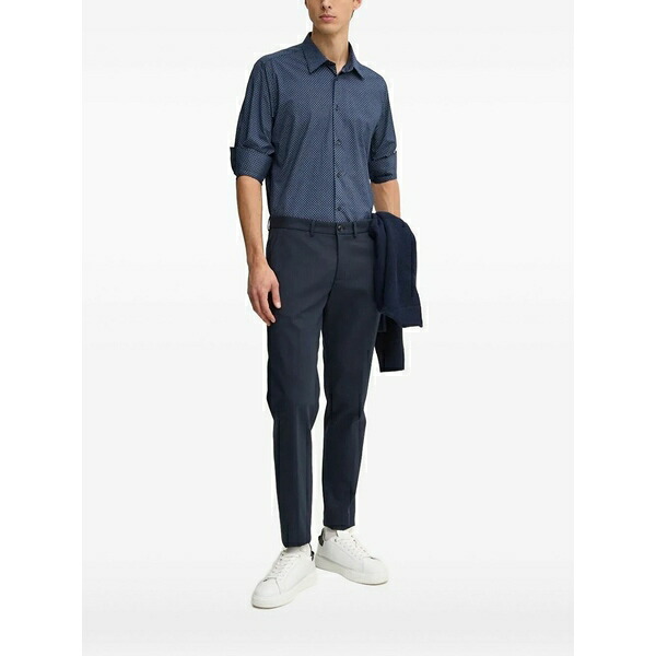 リュージョー メンズ プルオーバー トップス Geometric-print buttoned shirt Blue