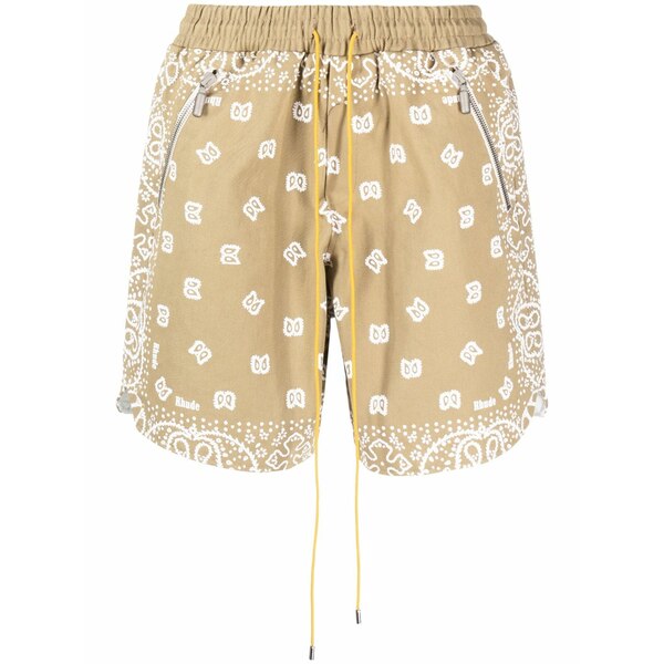 ルード メンズ 心地好いズボン下 ボトムス Bandana-print cotton shorts Brown