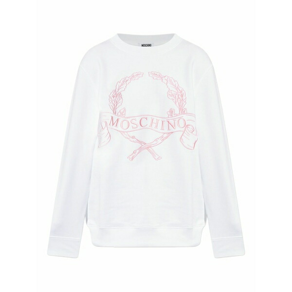 モスキーノ レディース 編み物\u0026ティーシャツ アウター Laurel wreath embroidered sweatshirt White