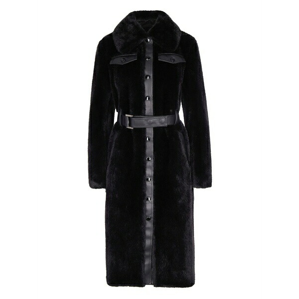 パトリツィア ペペ レディース 厚地の外套 アウター Belted faux-fur coat Black