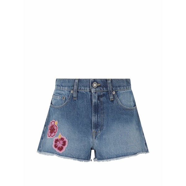 エムシーツーセイントバース レディース カジュアルパンツ ボトムス Musa hibiscus-patch shorts Blue|asty