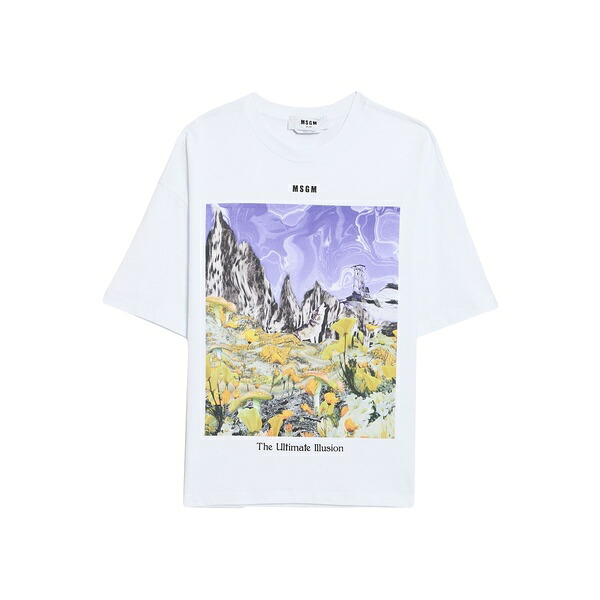 【送料無料】 エムエスジイエム レディース Tシャツ トップス T-shirts White｜asty