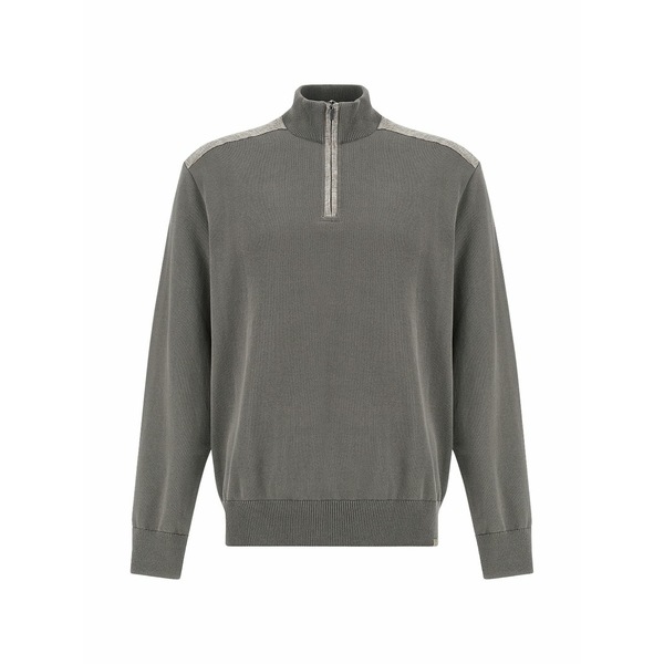 ポールアンドシャーク メンズ 編み物\u0026プルオーバー アウター Half-zip cotton sweater Grey