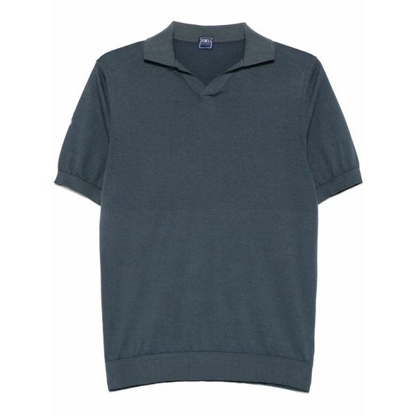 フェデーリ メンズ スポーツシャツ トップス Fine-kinit polo shirt Blue
