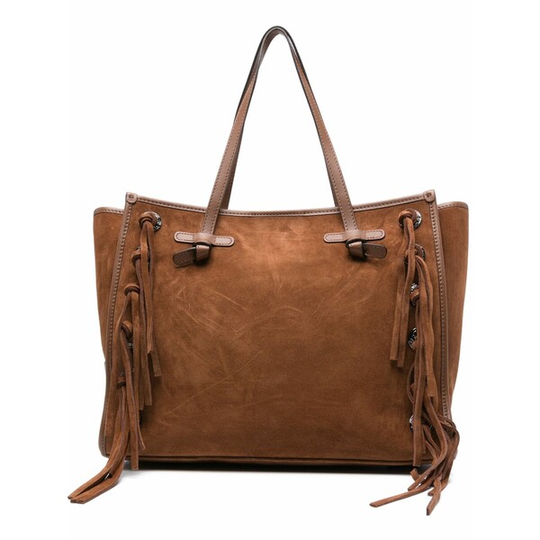 ジャンニ・キアリーニ レディース トートバッグ バッグ Marcella fringe-detail suede tote bag Brown