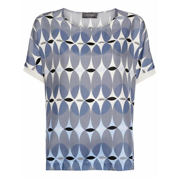 ロレーナアントニアッツィ レディース ティーシャツ トップス Geometric-print silk t-shirt Blue
