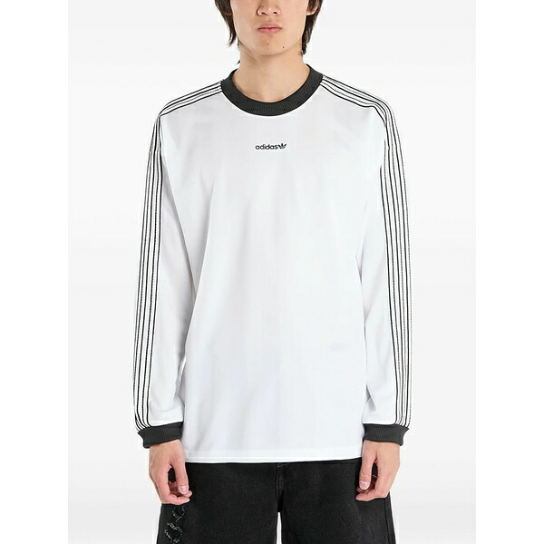 アディダス メンズ Tシャツ トップス Long-sleeve stripe-detail t-shirt White|asty