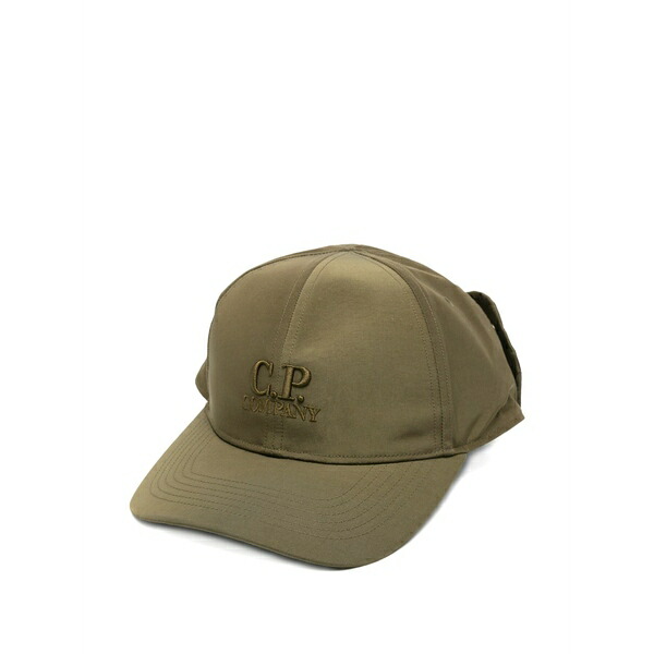 シーピーカンパニー メンズ かぶり笠 付属品 Logo-detail baseball cap Green